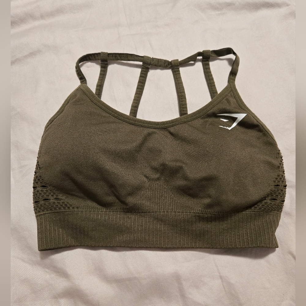 Gymshark Seamless Sports Bra In Khaki Green
